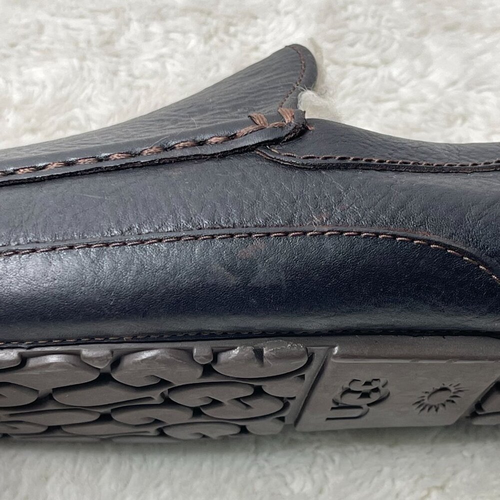 UGG #5379 Men's Black Ascot Leather Slipper Moccasins Shoes Size 12 - Picture 12 of 12
